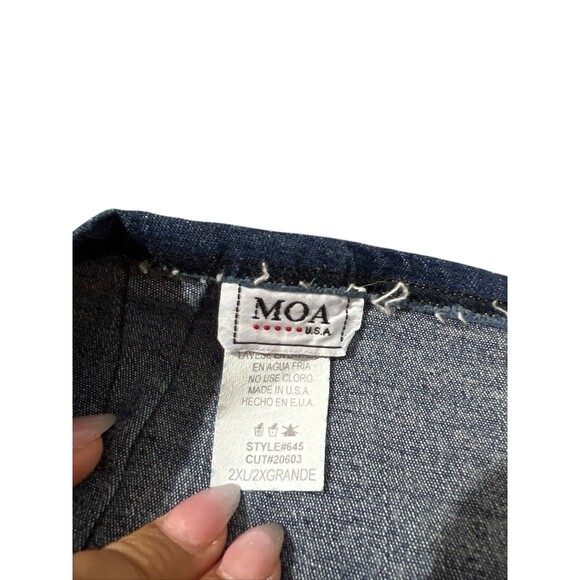 Vtg moa USA Denim Maxi Skirt 2XL Stretchy 90s Grunge Side Slit Y2K - Picture 5 of 16